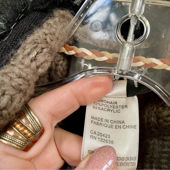 Alpaca vegan mink fur collar boho vest w cottage cabin longer cable knit vibe - Picture 7 of 11